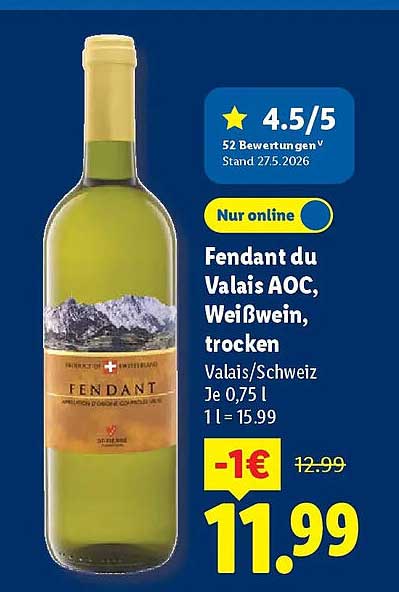 Fendant du Valais AOC, Weißwein, trocken