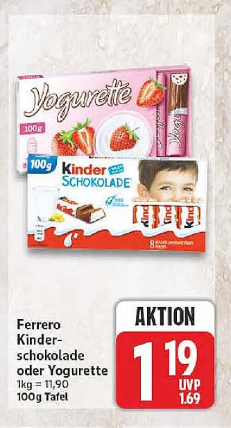 Ferrero Kinder-schokolade oder Yogurette