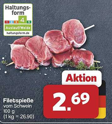 Filetspieße vom Schwein 100 g (1 kg = 26,90)