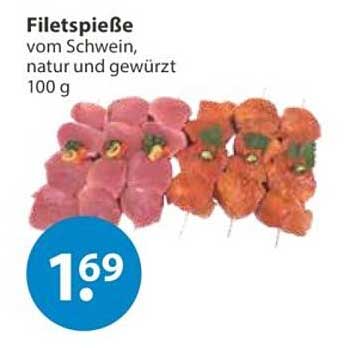 Filetspieße vom Schwein, natur und gewürzt 100 g