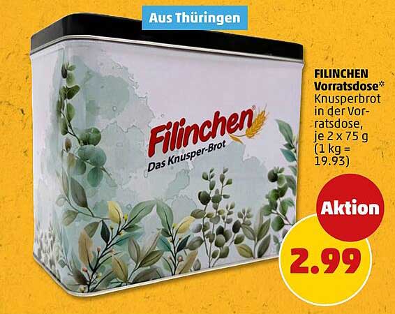 FILINCHEN Vorratsdose* Knusperbrot in der Vorratsdose, je 2 x 75 g (1 kg = 19.93)