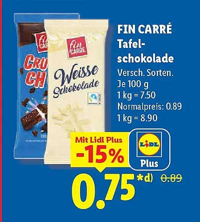 FIN CARRÉ Tafel-schokolade