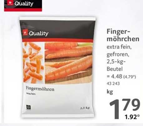 Finger-möhrchen extra fein, gefroren, 2,5-kg-Beutel
