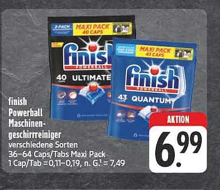 finish Powerball Maschinen-geschirrreiniger verschiedene Sorten 36-64 Caps/Tabs Maxi Pack 1 Cap/Tab
