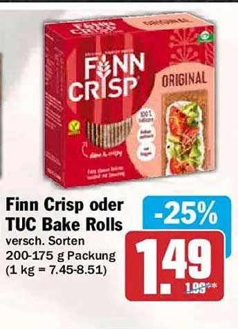 Finn Crisp oder TUC Bake Rolls