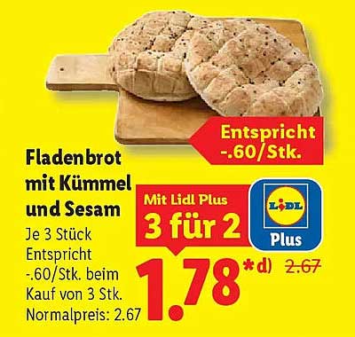 Fladenbrot mit Kümmel und Sesam