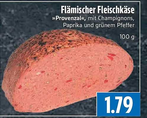 Flämischer Fleischkäse »Provenzalk« mit Champignons, Paprika und grünem Pfeffer