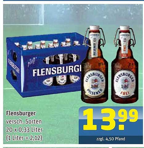 Flensburger versch. Sorten 20 x 0,33 Liter (1 Liter = 2,12)