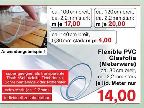 Flexible PVC Glasfolie (Meterware)