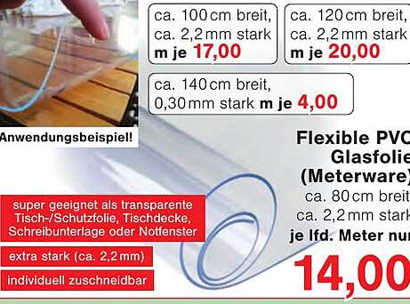 Flexible PVC Glasfolie (Meterware)