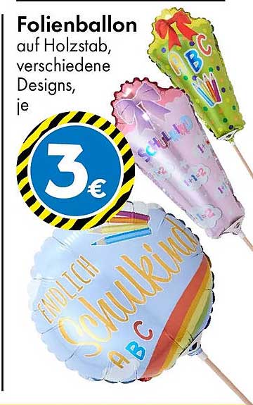 Folienballon auf Holzstab, verschiedene Designs, je