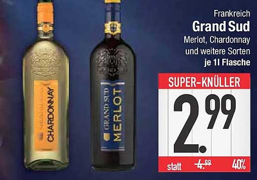 Frankreich Grand Sud Merlot, Chardonnay und weitere Sorten je 1 l Flasche