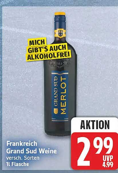 Frankreich Grand Sud Weine versch. Sorten 1l Flasche