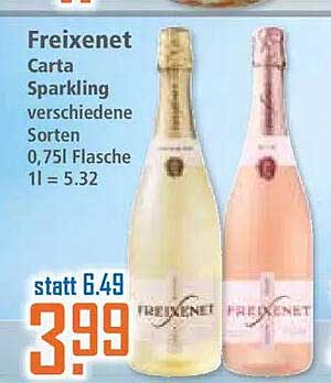 Freixenet Carta Sparkling verschiedene Sorten 0,75l Flasche 1l = 5.32
