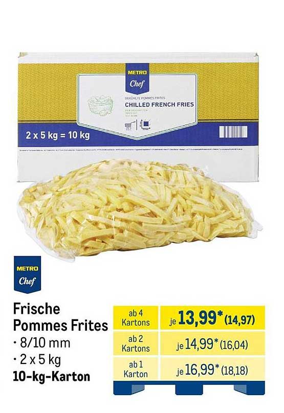 Frische Pommes Frites • 8/10 mm • 2 x 5 kg • 10-kg-Karton