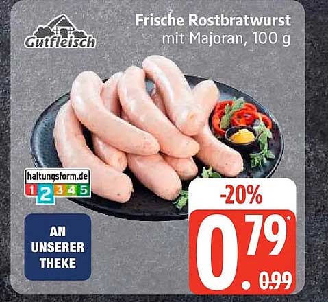 Frische Rostbratwurst mit Majoran, 100 g