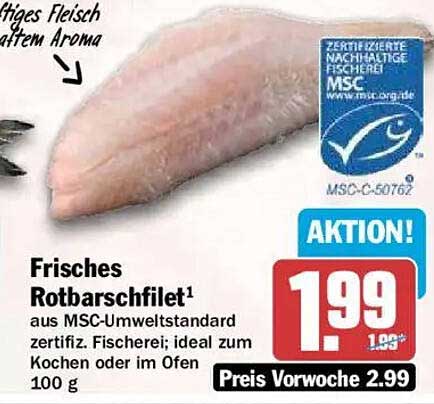 Frisches Rotbarschfilet¹ aus MSC-Umweltstandard zertifiz. Fischerei; ideal zum Kochen oder im Ofen 100 g