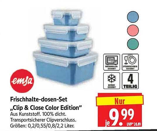 Frischhalte-dosen-Set „Clip & Close Color Edition“