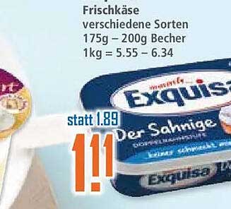 Frischkäse verschiedene Sorten 175g – 200g Becher 1kg = 5.55 – 6.34