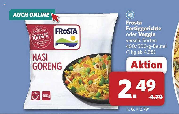 Frosta Fertiggerichte oder Veggie versch. Sorten 450/500-g-Beutel (1 kg ab 4.98)