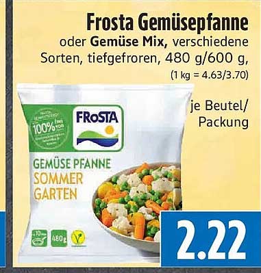 Frosta Gemüsepfanne oder Gemüse Mix, verschiedene Sorten, tiefgefroren, 480 g/600 g,
