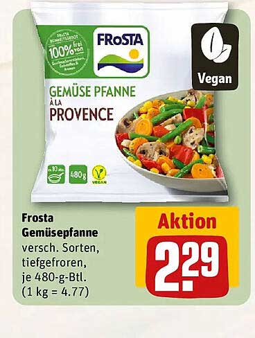 Frosta Gemüsepfanne versch. Sorten, tiefgefroren, je 480-g-Btl. (1 kg = 4.77)