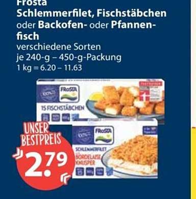 Frosta Schlemmerfilet, Fischstäbchen oder Backofen- oder Pfannenfisch