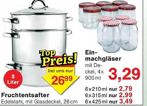 Fruchtentafter Edelstahl, mit Glasdeckel, 26 cm