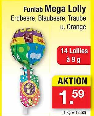 Funlab Mega Lolly Erdbeere, Blaubeere, Traube u. Orange