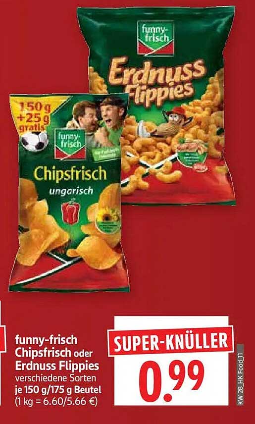funny-frisch Chipsfrisch oder Erdnuss Flippies verschiedene Sorten je 150 g/175 g Beutel