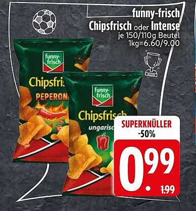 funny-frisch Chipsfrisch oder Intense je 150/110g Beutel 1kg=6.60/9.00