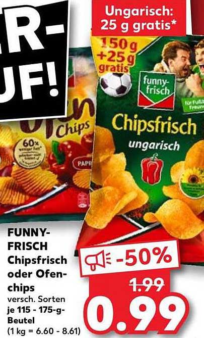 FUNNY-FRISCH Chipsfrisch oder Ofenchips versch. Sorten je 115 - 175-g-Beutel (1 kg = 6.60 - 8.61)