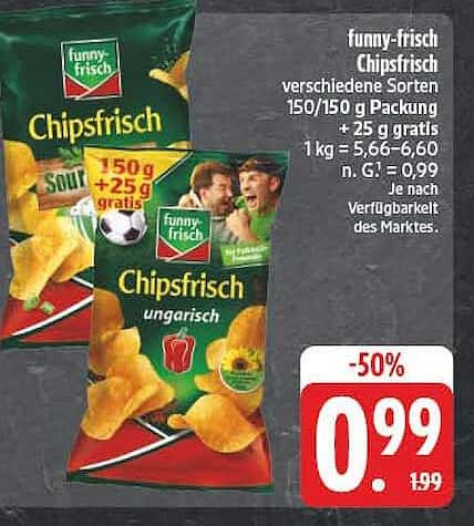 funny-frisch Chipsfrisch verschiedene Sorten 150/150 g Packung + 25 g gratis