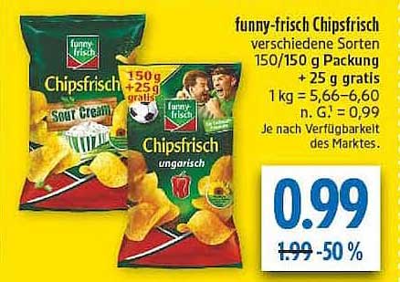 funny-frisch Chipsfrisch verschiedene Sorten 150/150 g Packung + 25 g gratis