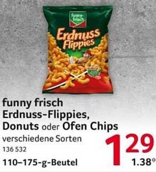 funny frisch Erdnuss-Flipies, Donuts oder Ofen Chips verschiedene Sorten 136 532 110–175-g-Beutel