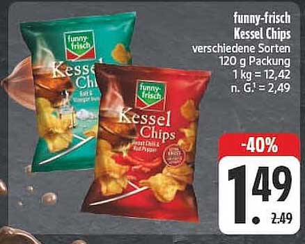 funny-frisch Kessel Chips verschiedene Sorten 120 g Packung