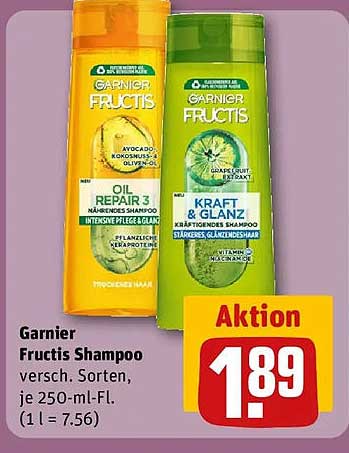 Garnier Fructis Shampoo versch. Sorten. je 250-ml-Fl.