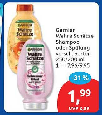 Garnier Wahre Schätze Shampoo oder Spülung versch. Sorten 250/200 ml 1 l = 7,96/9,95