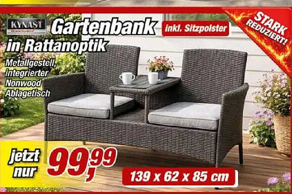 Gartenbank in Rattanoptik