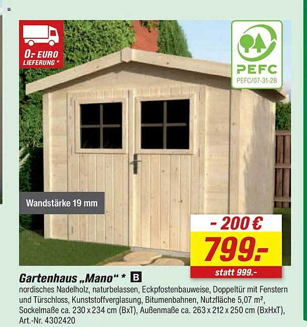 Gartenhaus „Mano“ * B