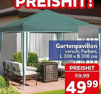 Gartenpavillon versch. Farben, L 300 x B 300 cm