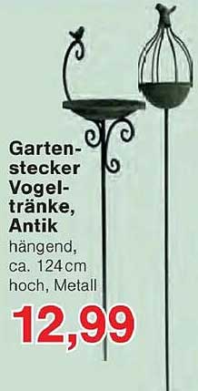 Gartenstecker Vogeltränke, Antik