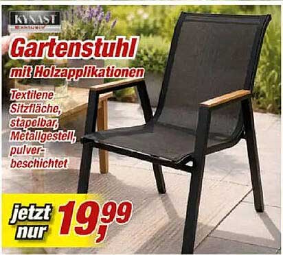 Gartenstuhl mit Holzapplikationen