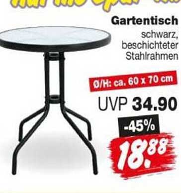 Gartentisch schwarz, beschichteter Stahlrahmen