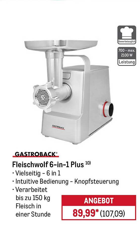 GASTROBACK Fleischwolf 6-in-1 Plus