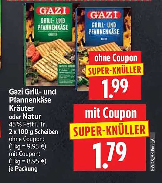 Gazi Grill- und Pfannenkäse Kräuter oder Natur