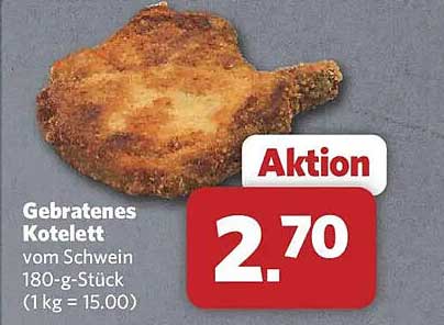 Gebratenes Kotelett vom Schwein 180-g-Stück (1 kg = 15.00)