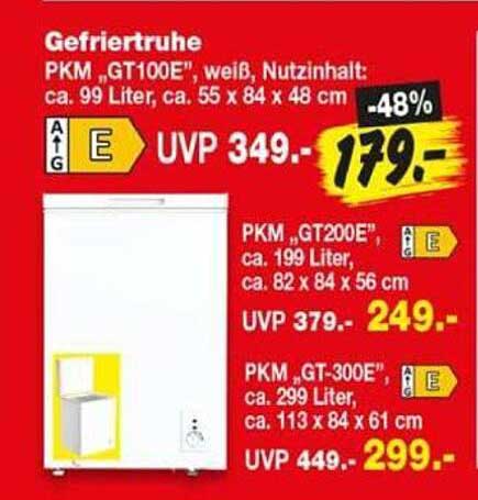 Gefriertruhe PKM „GT100E“, weiß, Nutzinhalt: ca. 99 Liter, ca. 55 x 84 x 48 cm
