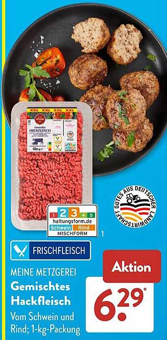 Gemischtes Hackfleisch Vom Schwein und Rind; 1-kg-Packung