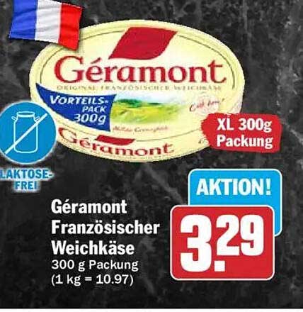 Géramont Französischer Weichkäse 300 g Packung
